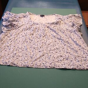 Jones& Co Women's 2X Short Sleeve Rayon V Neck 4 Button Pleated Should Top